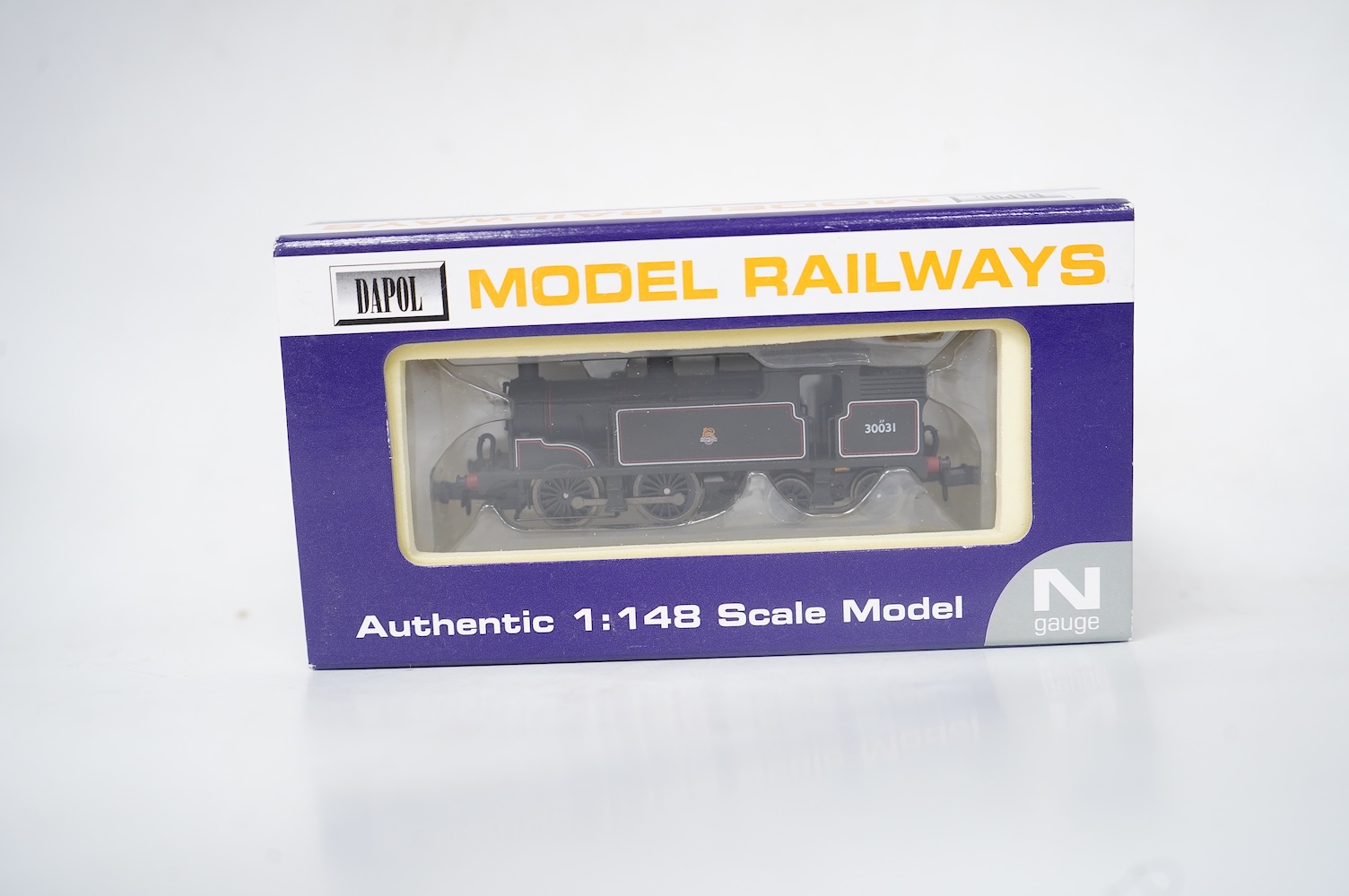 Four boxed Dapol N gauge railway BR locomotives; two Class M7, 30031 (ND-025) and 30128 (ND-045), together with two Ivatt 2-6-2T, 41234 (ND-061A) and 41258 (ND-061B). Condition - good.